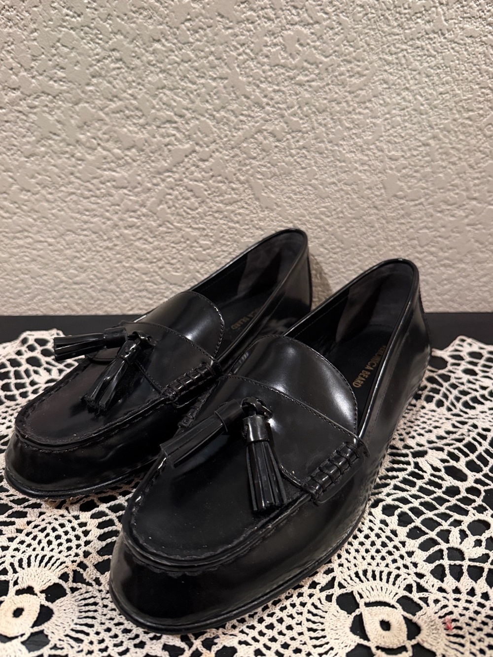 Veronica Beard Black Leather Penny Tassel Loafers - Picture 5 of 13